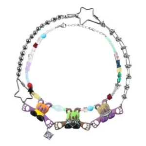 Y2K Dreamy Little Bear Color - Block Bead Chain