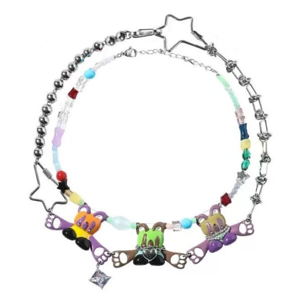 Y2K Dreamy Little Bear Color - Block Bead Chain